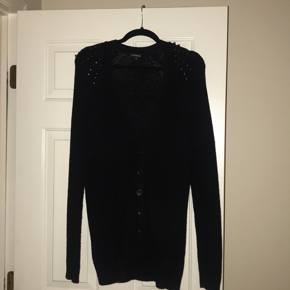 Express Black Knit Studded Cardi
